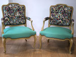 Fauteuils style Louis XV tissu Oasis n°2 Zéphyr & Co