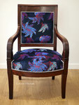 Fauteuil Restauration, tissu Zéphyr & Co Wind n°3, clous Houlès Argent