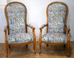 Fauteuils Voltaire - Tissu Lalie Design Picolo Cyan