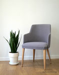 Fauteuil scandinave, tissu Casal Amara Acier 