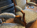 Fauteuils Voltaire et repose pied, tissu Casal Janeiro