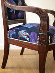 Fauteuil Restauration, tissu Zéphyr & Co Wind n°3, clous Houlès Argent