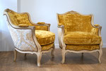 Bergère style Louis XV, tissu Casal Etoile Or