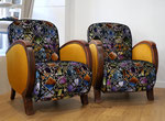 Fauteuils Art Déco Tissus Casal Vitrail et Olympe pour l'uni