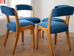 Chaises vintage SELF années 60. Réfection complète, tissu Casal Amara Paon 