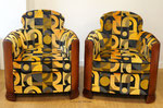 Fauteuils Art Déco. Tissu Casal Greta Nuit coloris Clair de Lune.