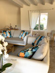 Confection de coussins. Tissu Lalie Design Archi 