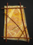 Omen Charts, No 3 (2005) batik silk, organza and twigs, 10 x 7.5 inches