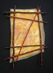 Omen Charts, No 4 (2005) batik silk, organza and twigs, 10 x 7 inches