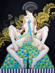 観賞される身体：孔雀牡丹"The Ornamental body :The Peacock & The Peony"2012,145.5×112.0cm,Acrylic colors on canvas.