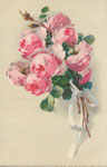 M&B 2343 bouquet de roses roses, boutons et ruban blanc - format vertical