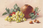 Primalito 048-3 Pot brun, feuilles et baies de houx, raisin blanc, 3 noisettes