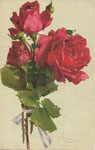 Anonyme 1022 3 roses rouges, 1 bouton rouge, 1 vert, ruban - idem G.O.M. 1939
