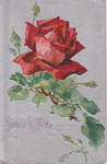 Anonyme SN DP Postkarte Lev. rose rouge avec boutons verts Bonne Fête