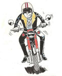 Rétrospective : Autoportrait de Picou en 1971 avec sa 1ère moto