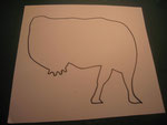 Cow's body drawn onto card.