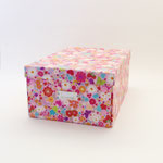 BOX147 　クラフト角花柄ピンク　240×330×140H 　￥800