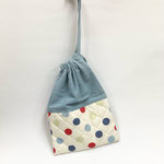 巾着147　3色水玉&水色　215×320　￥600　＜レッスンバッグと揃います＞