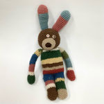 ぬいぐるみ477　うさぎ　ニットMIXボーダー　340H　￥2,500