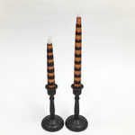 ハロウィン234　キャンドル　黒&オレンジボーダー　335H 　￥600　/　ハロウィン235　キャンドル　黒&オレンジボーダー　410H  　￥700 　＊点灯不安定＊