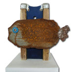 Gotterlachs, 40 x 41 cm, Metall auf Holz