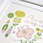 「ひなまつりイラストレーション」 / 個人様オーダー作品 /　 （桃の花 (魔除け、厄除け)、橘 (不老長寿)、菜の花 (春を感じる）） / ～インテリアとしてオシャレに飾れるイラストレーション～ ※詳細は「GALLERY～menu」→「etc」へ https://shihohonda.jimdo.com/gallery-menu/etc/