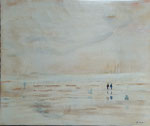 Promenade à marée basse ( 59 x 50 cm) ; marqueterie contemporaine , 750€