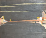 L'éloignement ( 60 x 50 cm) ; marqueterie contemporaine. 750€