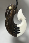 #SP1 : Manaia / Lignum Vitae + Cow Bone + tooth/ 67mm
