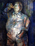  Biertrinker, 49 x 63, Aquarell, Pastell auf Papier.   Beer drinker, watercolor, pastel on paper