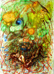  Ein farbiger Traum,  60x43 cm, Aquarell, Filzstift auf Papier