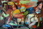 Wilde Pferde, 150 x 105 cm, Acryl auf Leinwand