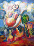 Engel im Freien, 75 x 100 cm, Öl auf Leinwand