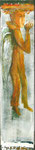 Teetrinkender Engel, 75 x 17 cm, Acryl auf präpariertem Karton, / verkauft /