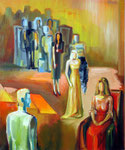  Geschlossene Gesellschaft, 50 x 60,  Öl auf Leinwand. Closed society, oil on canvas