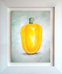 Paprika; 74 x 94 cm; Acrylmalerei auf Papier im weißlasierten Holzrahmen