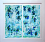 Eis; 104 x 108 cm; Acrylmalerei auf 2 Keilrahmen im weißlasierten Holzrahmen