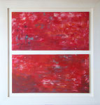 Feuer; 108 x 104 cm; Acrylmalerei auf 2 Keilrahmen im weißlasierten Holzrahmen