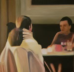 "im Bistro"  Öl auf Leinwand  90x90  #25001
