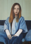 "Junge Frau mit blauer Jacke  Öl auf Leinwand  #2600250x70