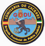 Parche de brazo de la Brigada Provincial de Policía Judicial de la Comisaria de Cáceres del Cuerpo Nacional de Policía