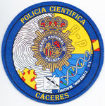 Parche de brazo de la Unidad de Policía Científico del Cuerpo Nacional de Policía en Cáceres.