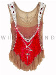 Kürkleid in Rot/Holosilber mit Farbverlauf, viele Perlen und Strass, Gr. 158, Rückenansicht