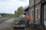 „Draisinenverkehr“ auf dem Güterschuppengleis des Bahnhofs Brand-Erbisdorf, 22. April 2017. Foto: Archiv Bergstadtexpress