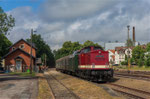 Vom 22. bis 24. Juni 2018 fuhr der 3. Bergstadtexpress. Am 22. Juni 2018 ist 114 703-2 mit einem Zug aus Freiberg im Bahnhof Brand-Erbisdorf angekommen. Foto Johannes Mühle