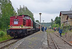 Der „Ziegenhain-Express“ bildete am Fahrtwochenende des 3. Bergstadtexpress sozusagen dessen Anschlusszug im Bahnhof Nossen. Am 23.6. hat einer der Sonderzüge den Bahnhof Ziegenhain erreicht. Es waren die ersten Fahrten dorthin seit 1998! Foto:F. Bochmann