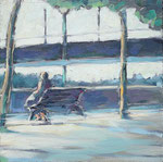 Tagesbilder, Dailypainting, Ölmalerei, Kunst für Sammler, Rheinufer Zauber, Sommerliche Schönheit, Cecily Park 