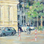 Tagesbilder, Dailypainting, Ölmalerei, Kunst für Sammler, Mächtiges Bauwerk, Sonnenschein am Rhein, Cecily Park 