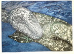 Wale, Mutter mit Kind | Tusche und Feder | 73 x 60 cm | 2020