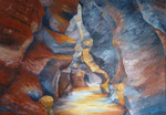 Felsenschlucht bei Petra | Öl auf Leinen | 70 x 100 cm | 2020